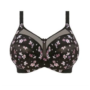 NWT Goddess Kayla Black & Lavender Floral Mesh Underwire Bra